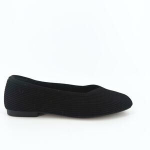 Vivaia Womens Square Toe Black Ballet Flats 37.5W/US 7 Comfort Minimalist